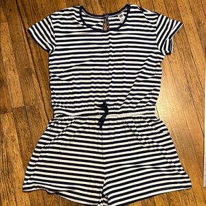 Women’s Navy & White Striped Short Romper - Alex’s Lemonade Stand